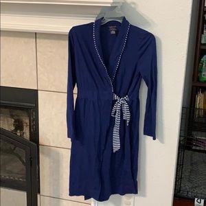 Maternity robe- Navy and white striped